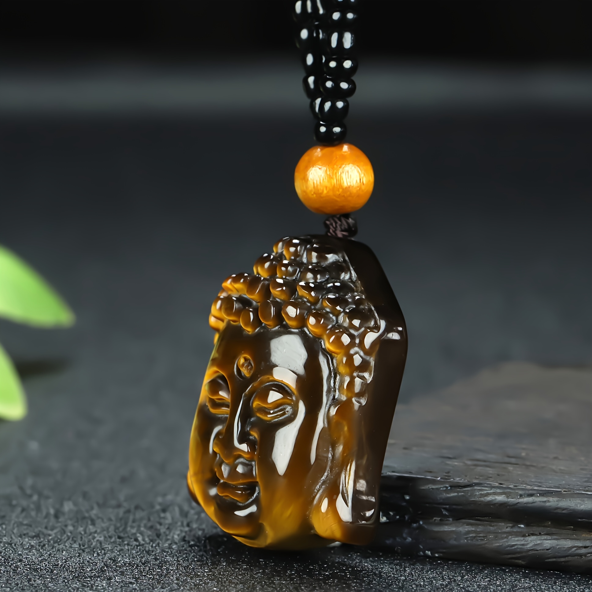 Natural Tiger Eye Stone Character Pendant Necklace